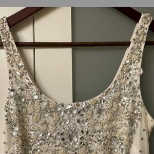 Adrianna Papell Beaded Cocktail Dress Ivory | Petite 4P | Formal Evening